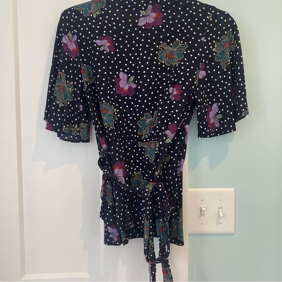 LOFT Peplum Wrap Top with flutter sleeves - Picture 4 of 5